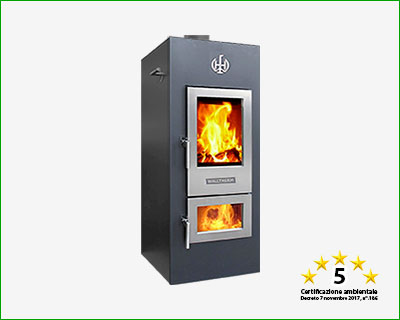 WALLNOFER - Stufa ad aria WALLTHERM alimentata a legna con gassificazione a fiamma inversa